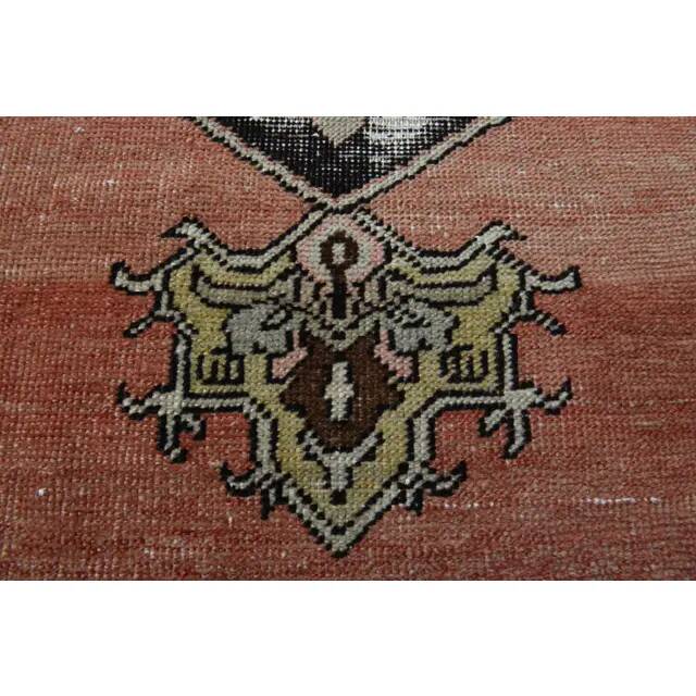 Orange Handmade Wool Turkish Vintage Oushak Runner Rug 94x324