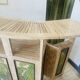 Vintage folding bar counter on wheels, wood.