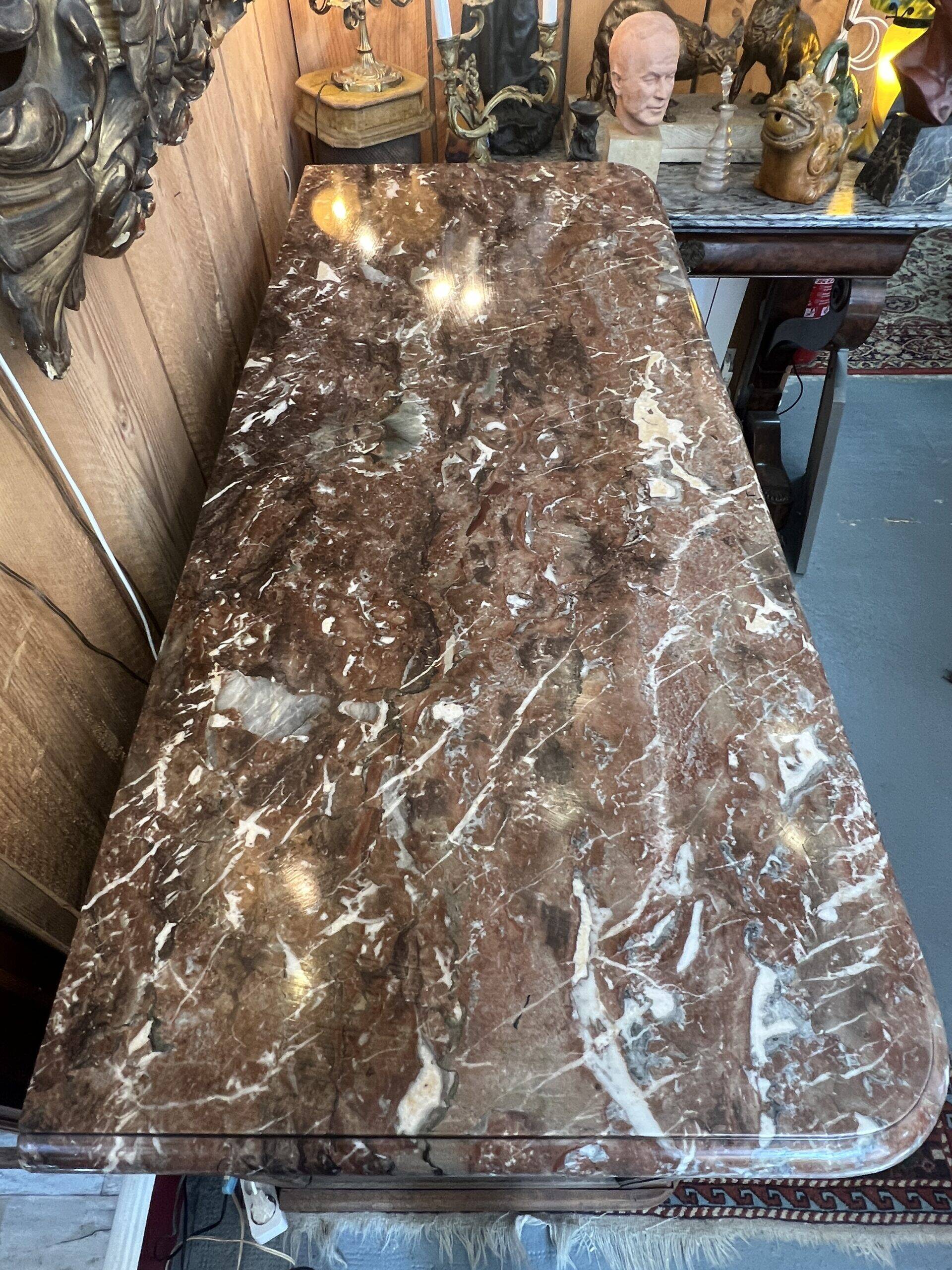 Bressan style hunting sideboard, marble top, 19th century