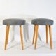 Vintage grey spring stool restored, wood
