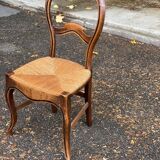 Louis Philippe solid wood and straw office chair