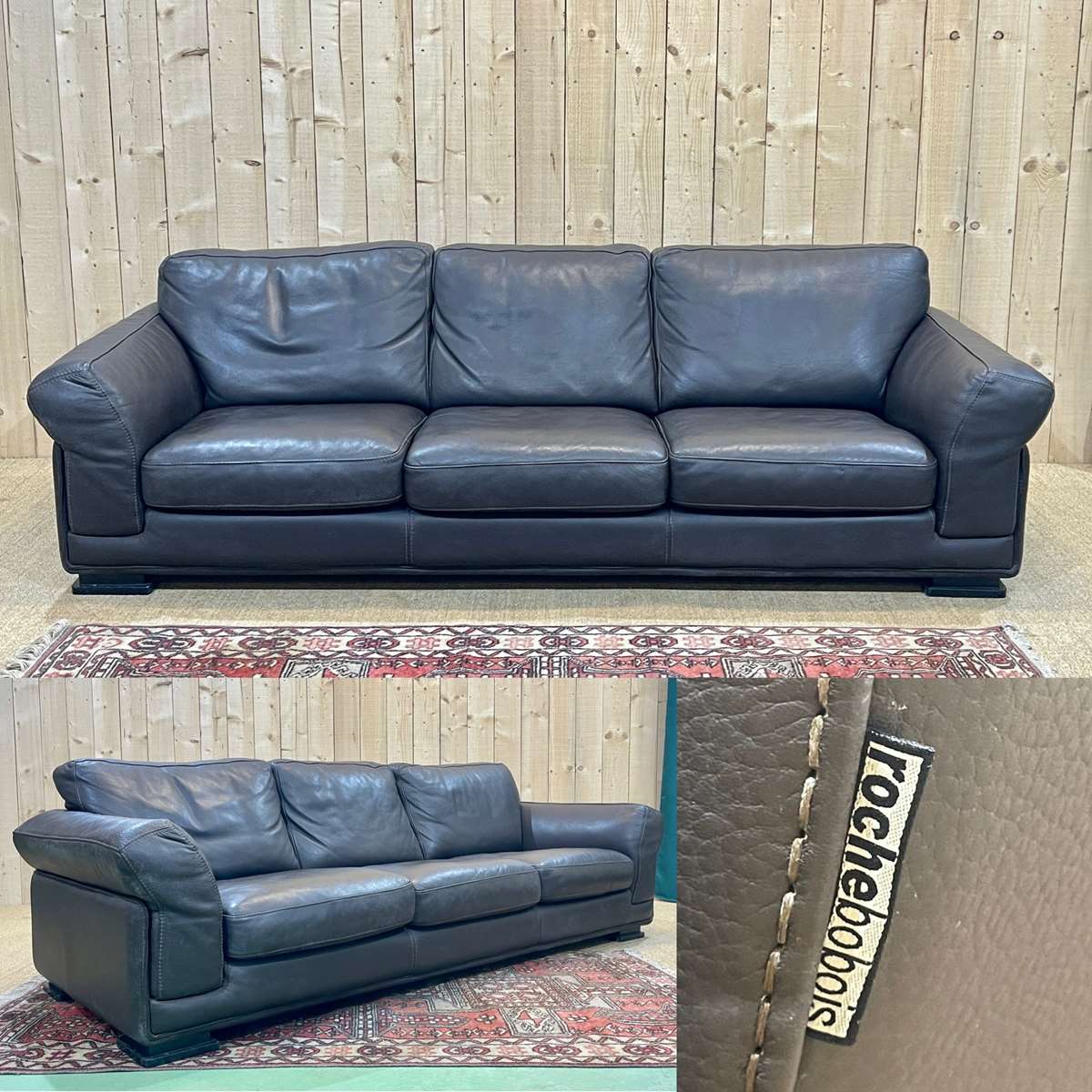 Modern 3-seater leather sofa rochebobois