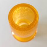 Vase à col en verre givré "pailleté" jaune