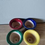 Set of 4 small vintage multicolor enameled slip flower pots