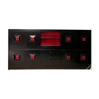 vintage XL brutalist cabinet / wall unit / black sideboard