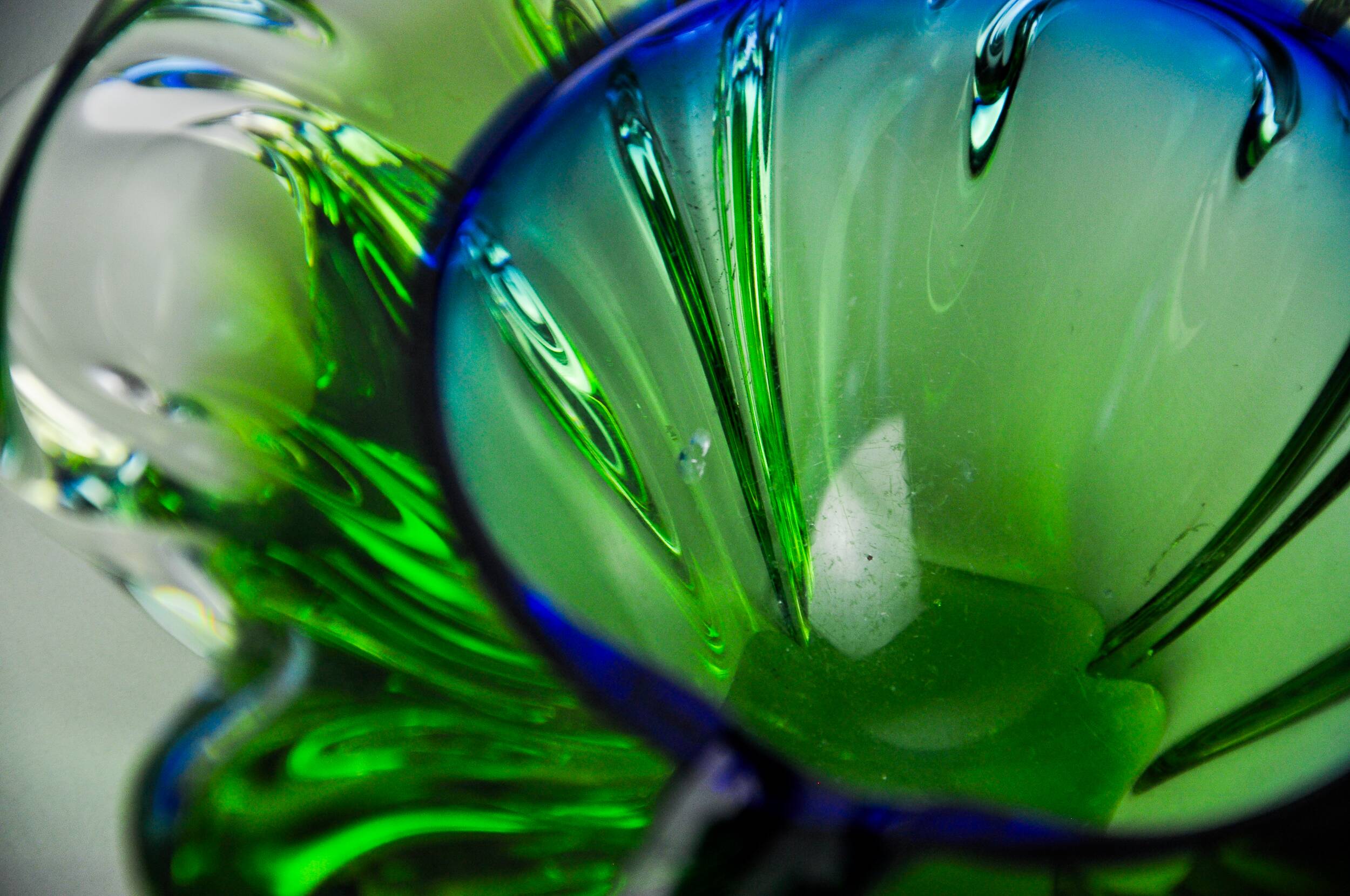 Sommerso green and blue pocket emptier by Flavio Poli for Seguso, Murano glass, Italy, 1970