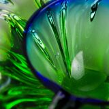 Sommerso green and blue pocket emptier by Flavio Poli for Seguso, Murano glass, Italy, 1970