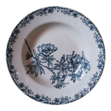 Hollow plate vintage flora St Amand blue flowers