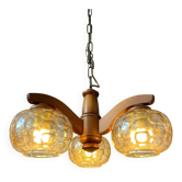 Lustre suspendu allemand en verre transparent Mid-Century des années 70