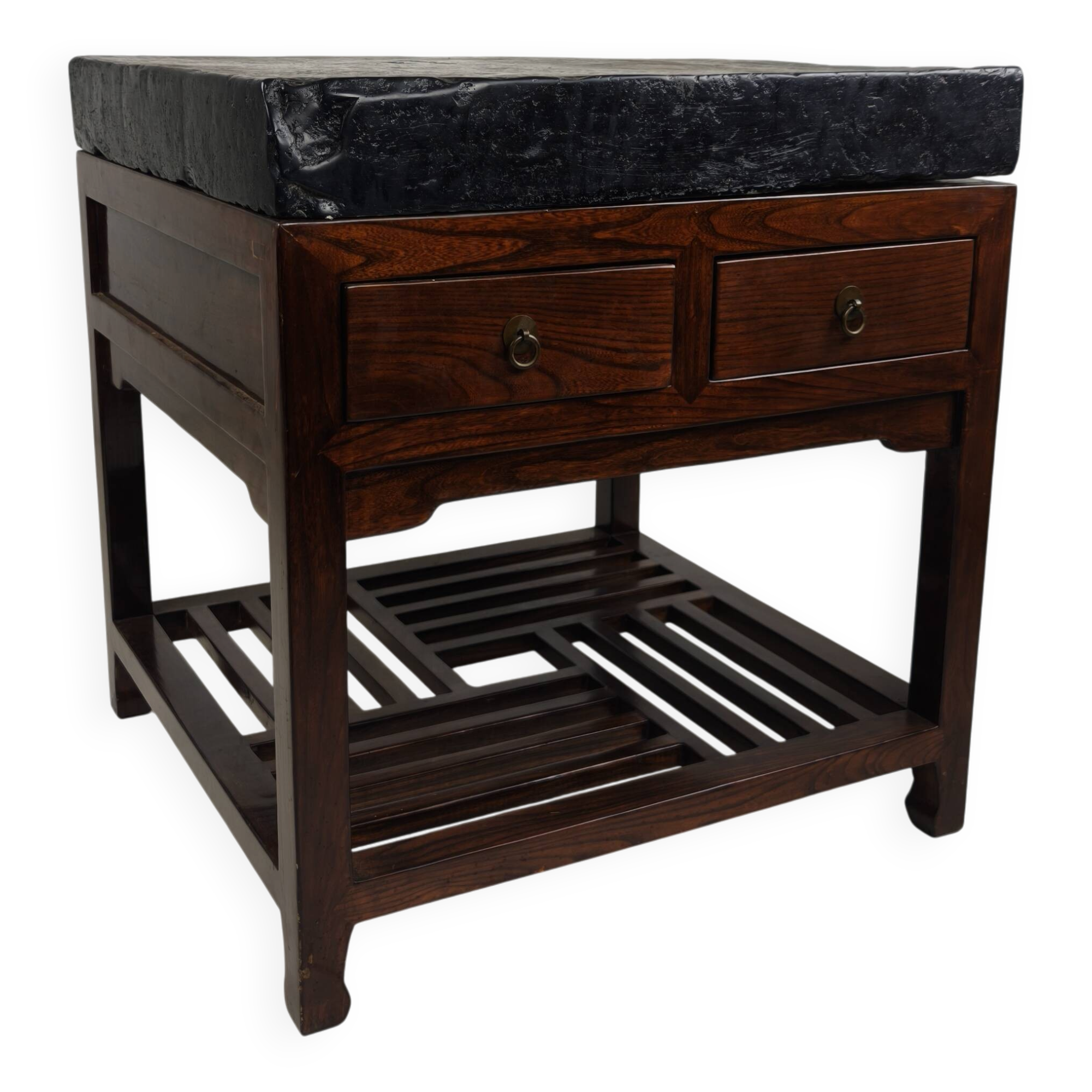 Imperial Chinese Golden Brick (Jīn Zhuān) on Custom Hardwood Display Table