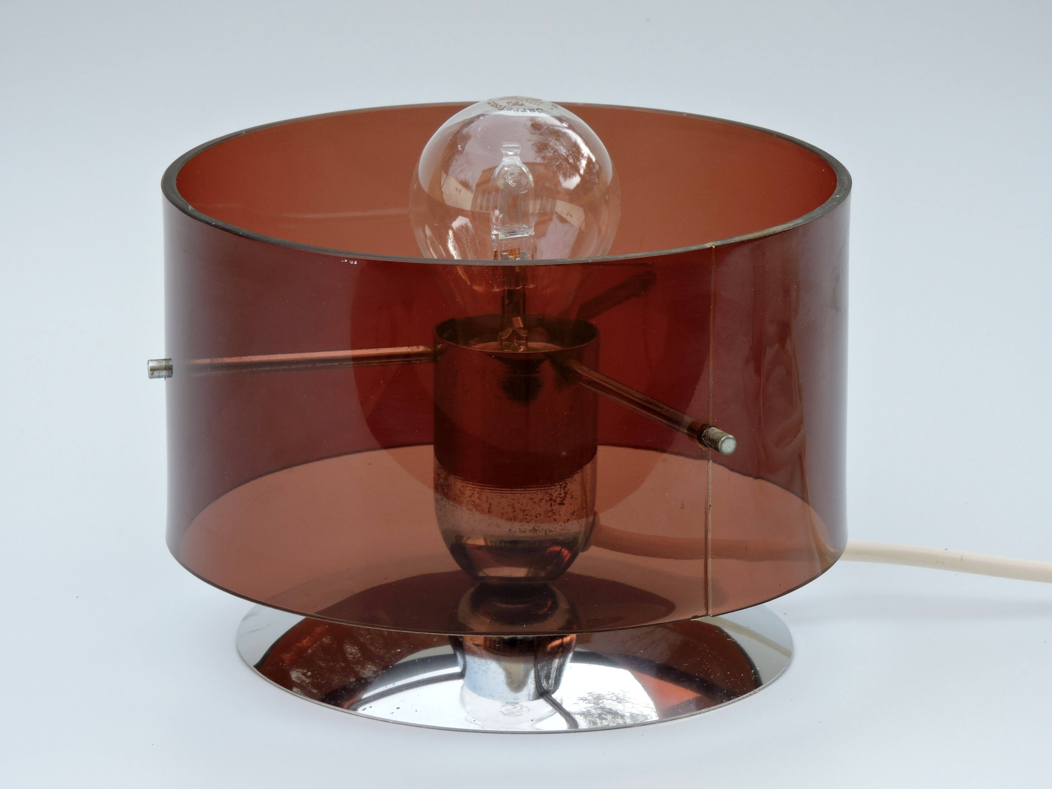 Table lamp Published by Oxar, circa 1972 Philippe Rogier in metal & smoked Altuglas