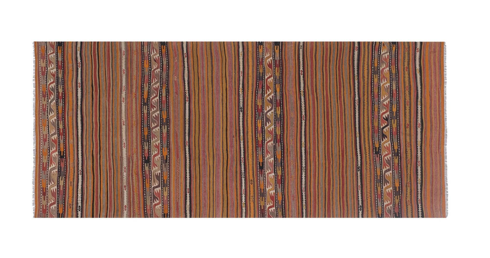 Vintage Turkish kilim, handwoven, 166x369 cm.