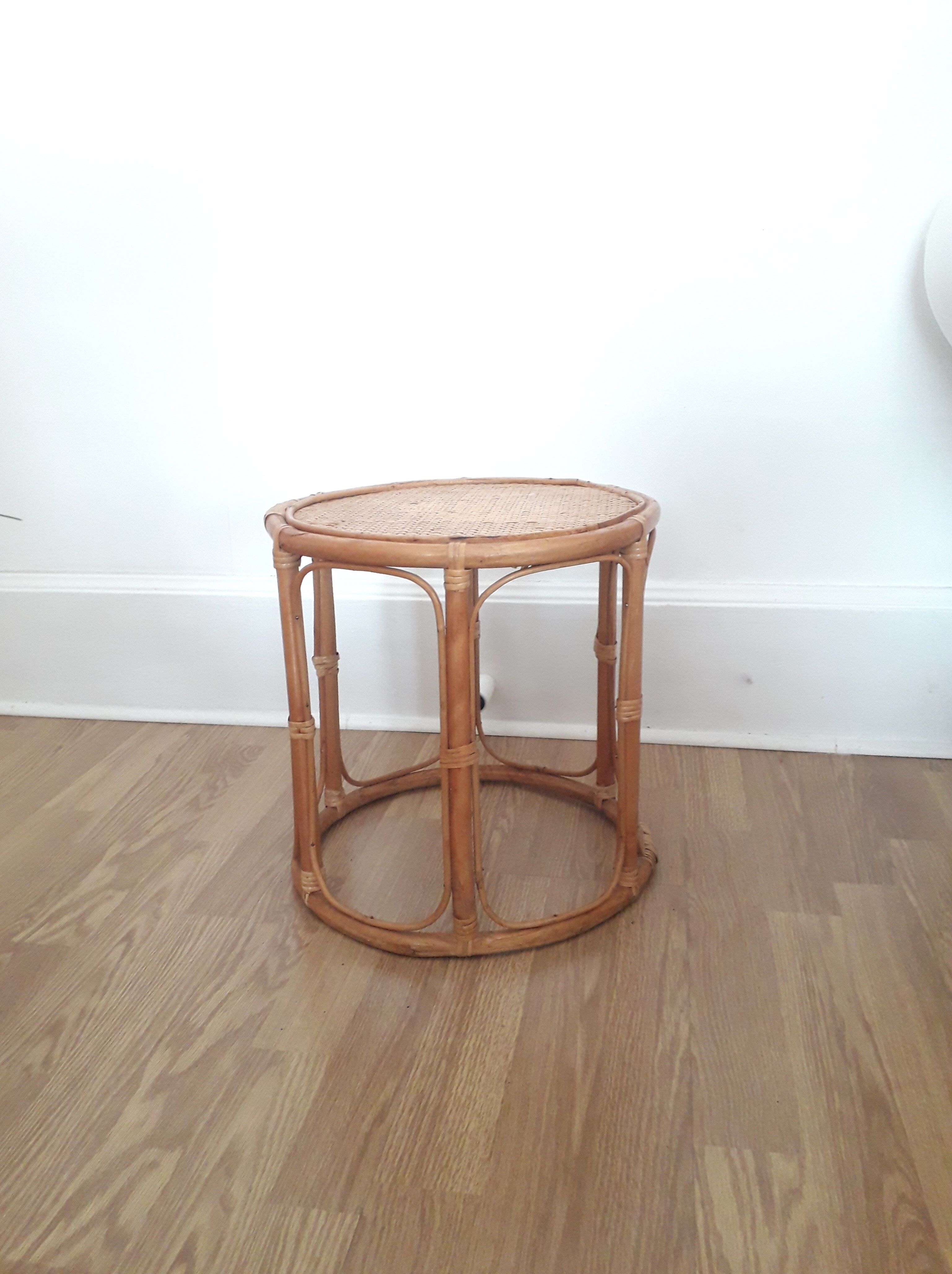 Vintage sofa end / side table - Rotion/ Bamboo - 1980