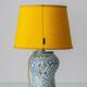 Mediterranean Table Lamp in Hand-Painted Spanish Ceramic, New Yellow Silk Shade