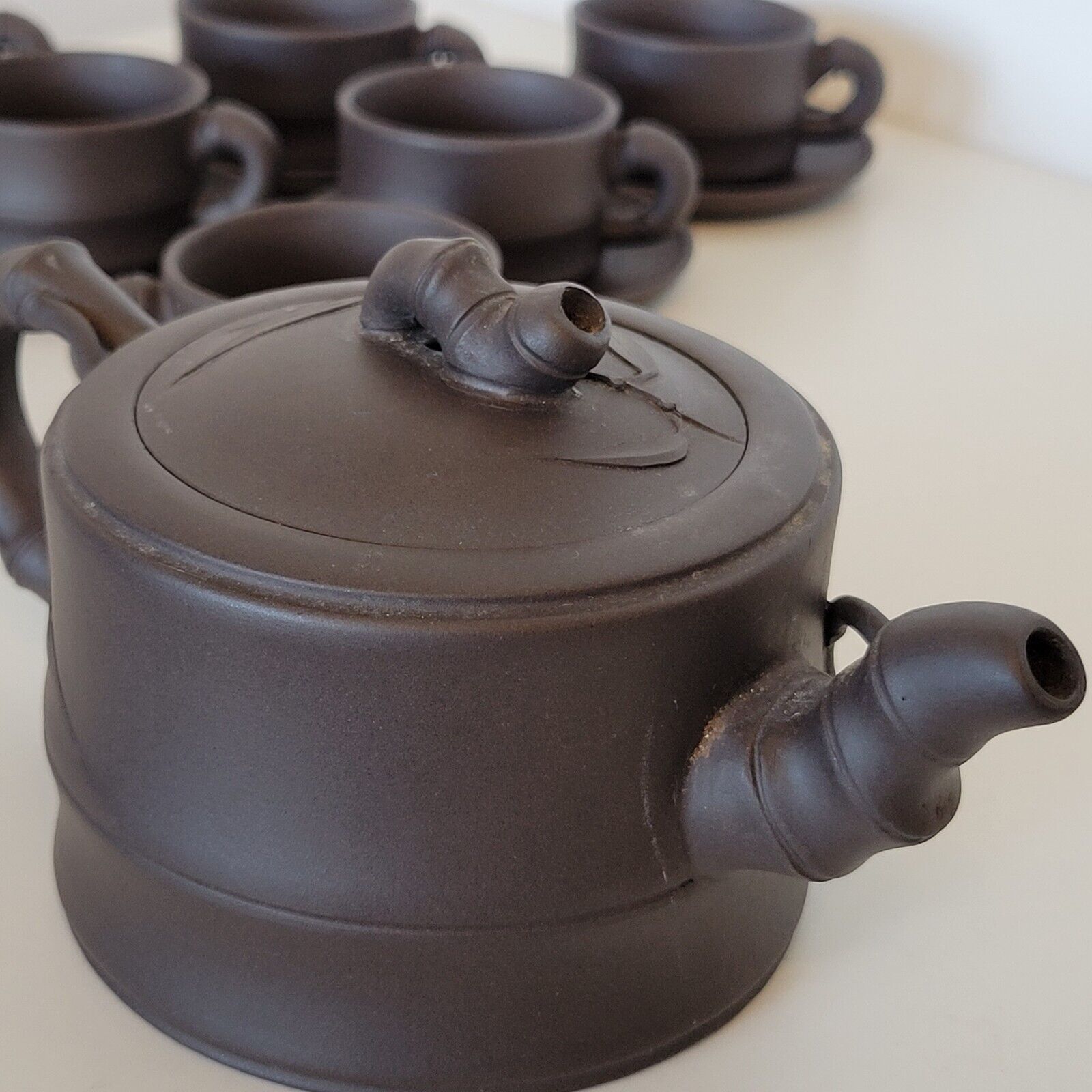 Chinese Terracotta Tea Set Yixing Bamboo Decor