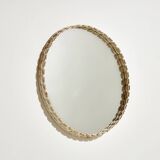 Miroir rond en bois encadré