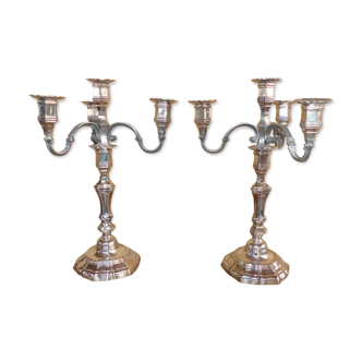 Regency style four-light silver metal candlesticks