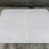 Rectangular travertine coffee table central foot