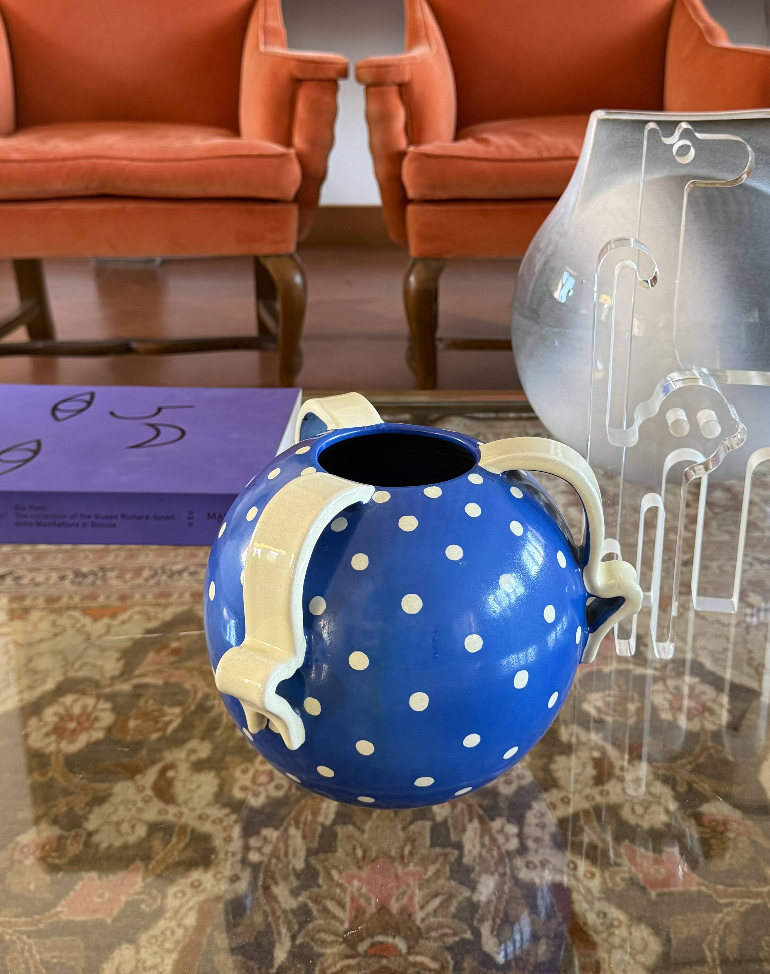 Art Deco blue ceramic vase, Rometti, Umbertide Italy 1930s