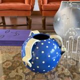 Vase Art Déco en céramique bleue, Rometti, Umbertide Italie années 1930