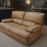 Contemporary brown vintage leather sofa