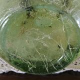 Large heart-shaped vase - glass & resin ribbed applications