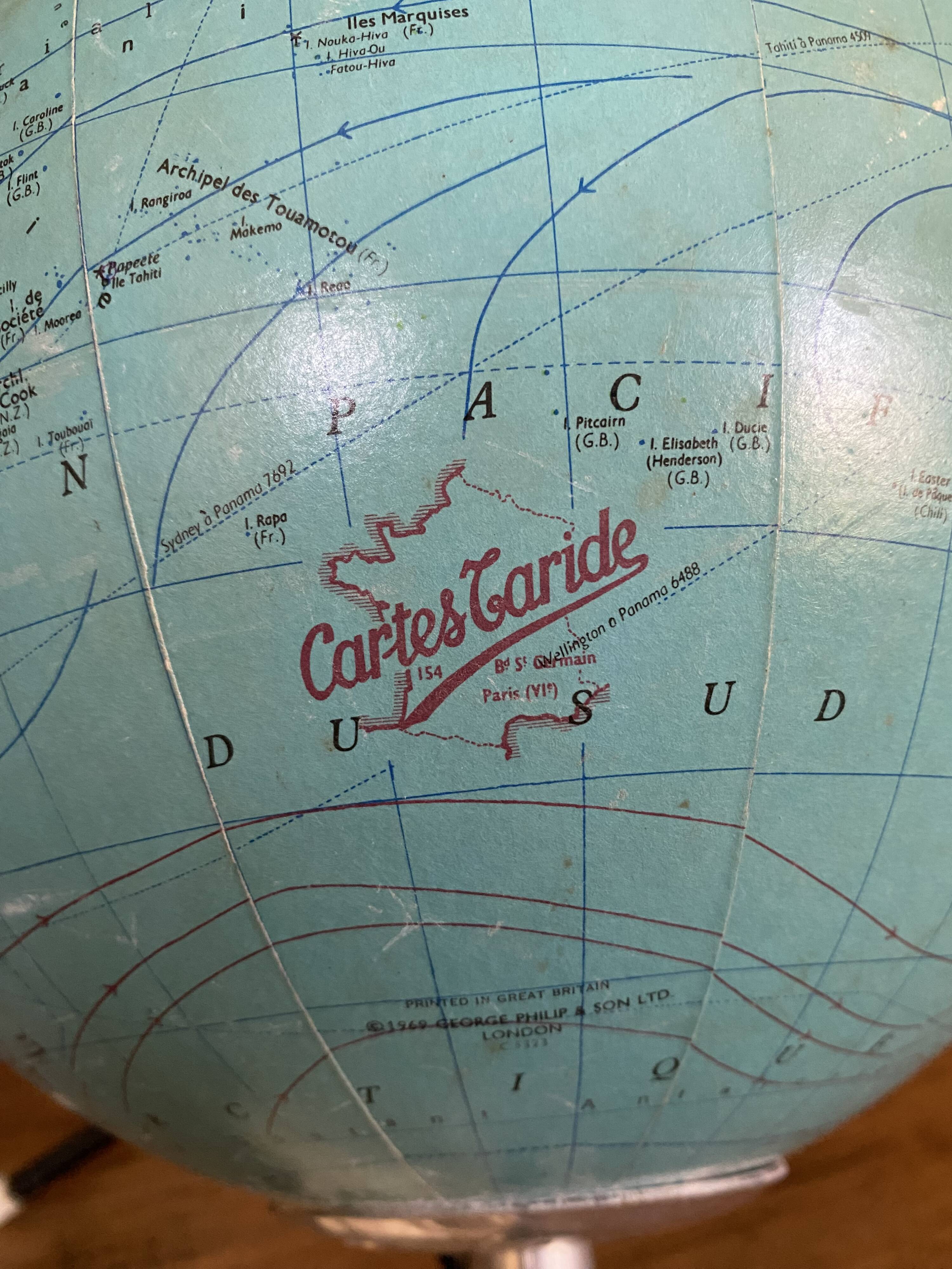 Mappemonde lampe, globe terrestre vintage