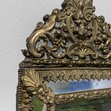 Golden mirror with 19th century embossed brass beads