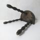 vintage half-moon solid wood turned beaded tripod stool