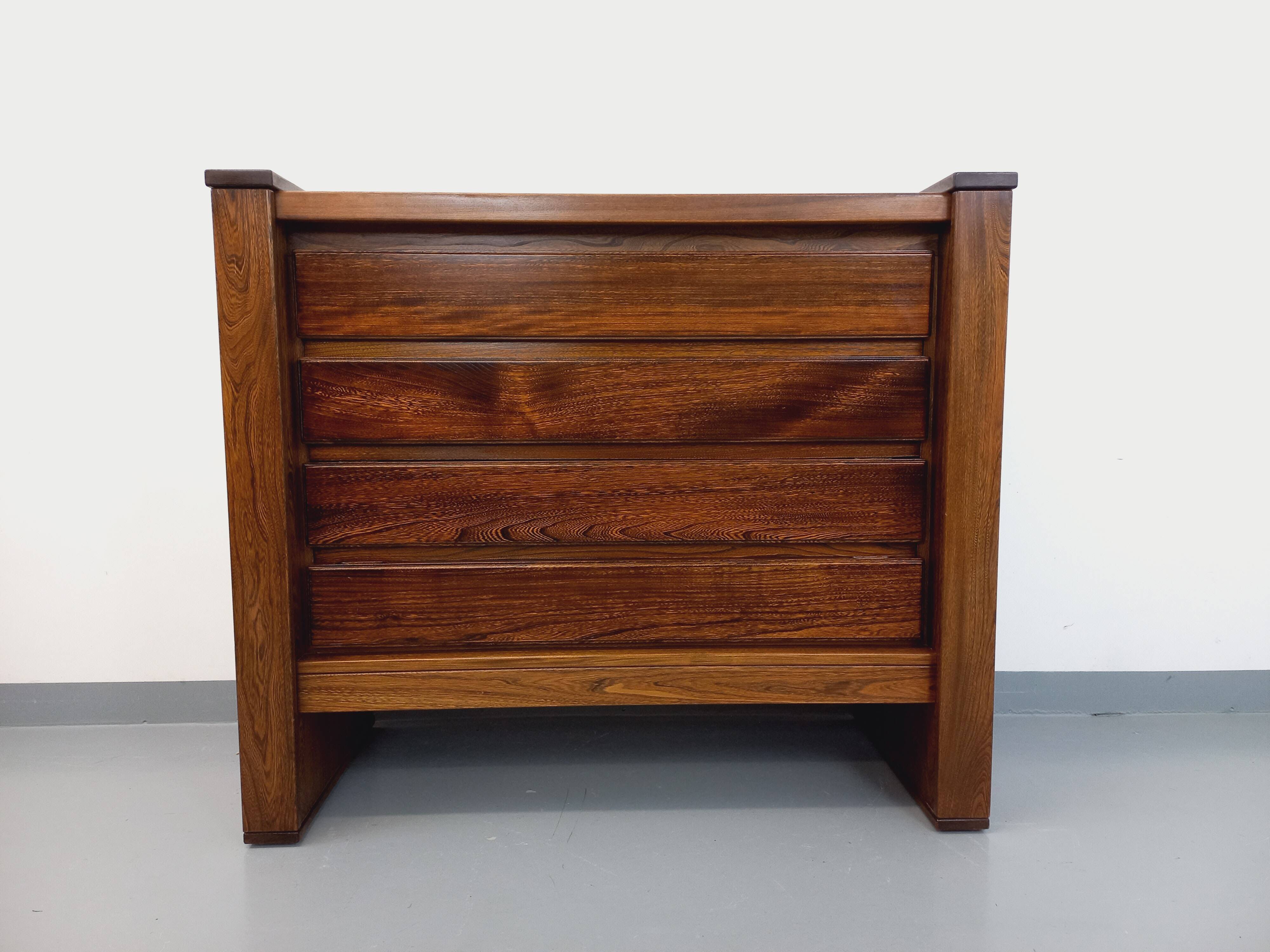 Vintage Maison Regain chest of drawers in solid elm from the 80s