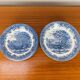 4 Churchill English ironstone soup plates, blue