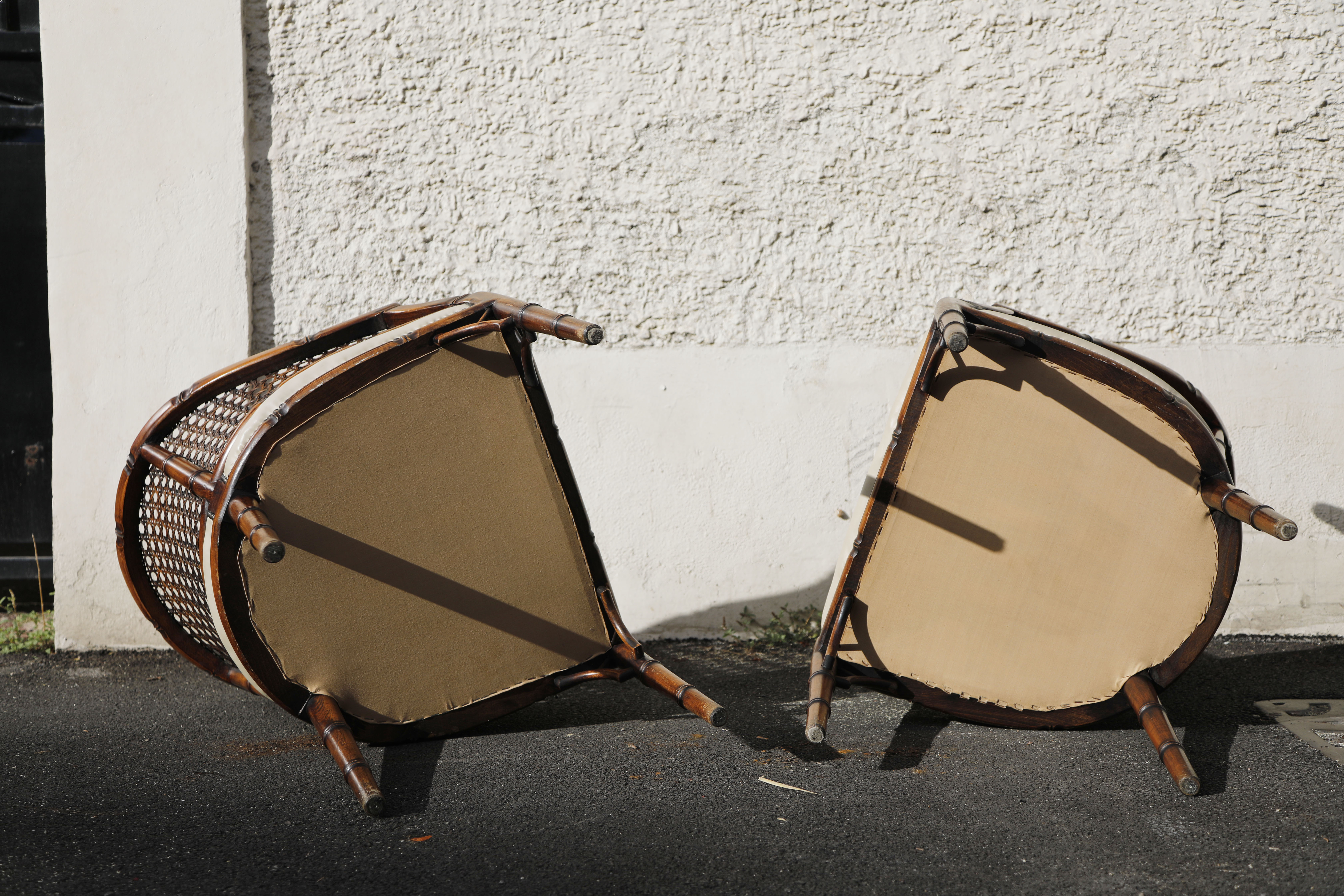 Pair of bamboo armchairs