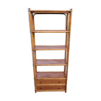 Etagère bambou osier avec cannage