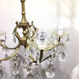 Lustre 5 lumières en laiton et pampilles