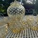 Vintage punch service in amber glass, Empoli style, 1960s-70s.
