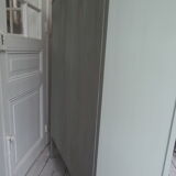 Vintage chest of drawers green gray, 5 drawers, wooden top.