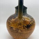 Poterie, jarre, cruche ancienne en terre cuite vernissée jaune et vert, France