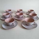 Set of 8 cups in pink sandstone