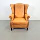 Vintage Sheepskin Leather Wing-Back Chair, 1970s
