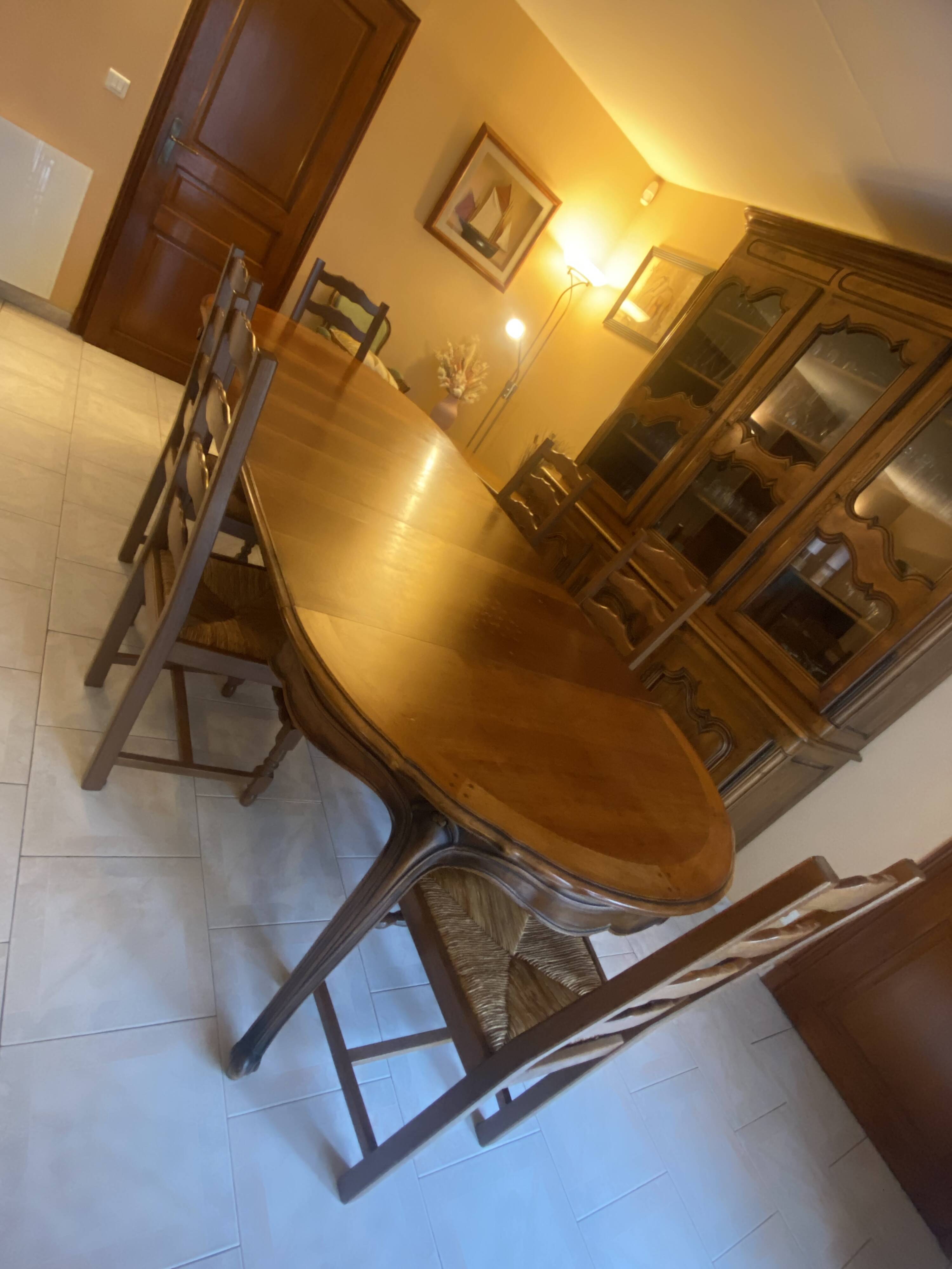 Table in solid cherry wood in Louis XV style.