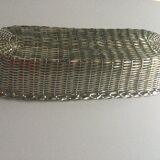 Braided silver metal bread basket