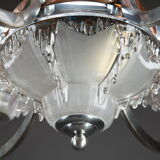 Art Deco chandelier in nickel-plated metal and copper