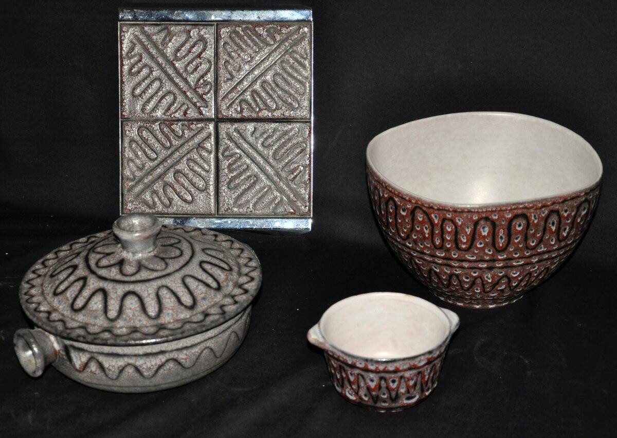 Ceramic set signed Jean Austruy circa 1970