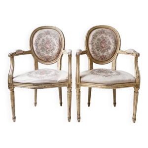 Fauteuils Louis XVI beige
