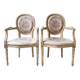 Fauteuils Louis XVI beige en tissu