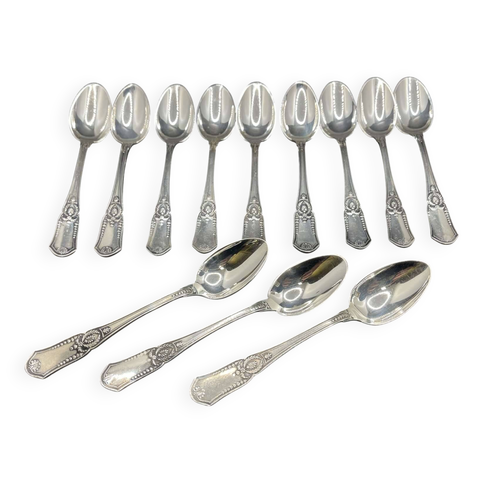 Set of 12 small BOULENGER spoons in silver-plated metal