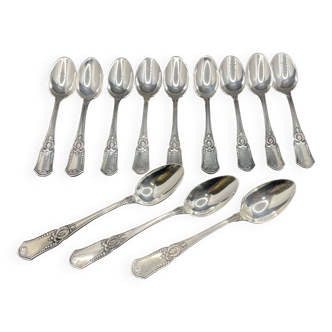 Set of 12 small BOULENGER spoons in silver-plated metal