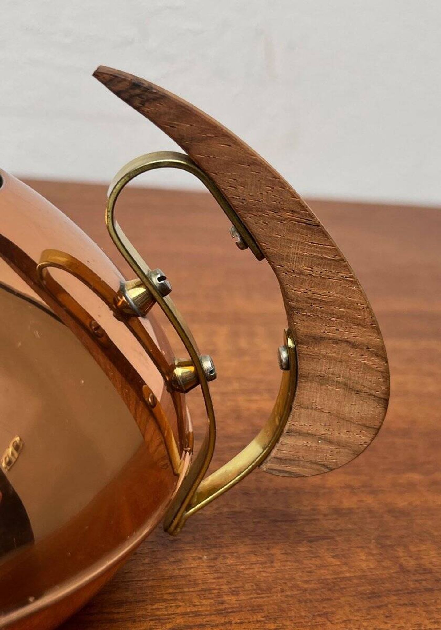 Metal and teak teapot from the mid-century, 1960s.
