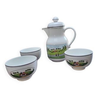 Teapot 6 people 0.90l villeroy and boch design naif and three bowls