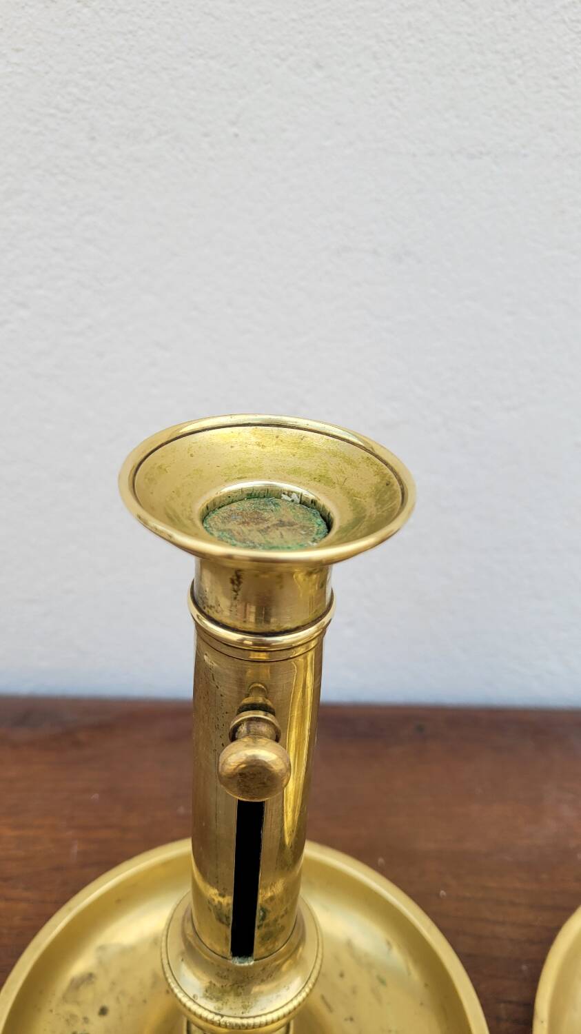 Pair of Louis Philippe candlesticks in brass 1900s